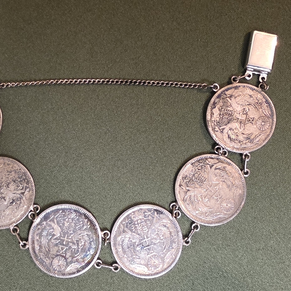 Japanese 50 Sen Silver Coin Bracelet